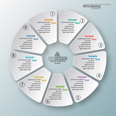 vektör soyut 3d kağıt bilgi elemanları. Dairesel bilgi grafikleri