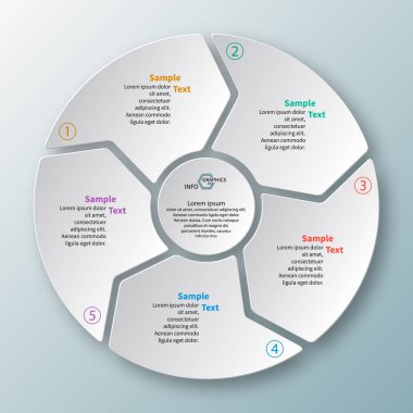vektör soyut 3d kağıt bilgi elemanları. Dairesel bilgi grafikleri