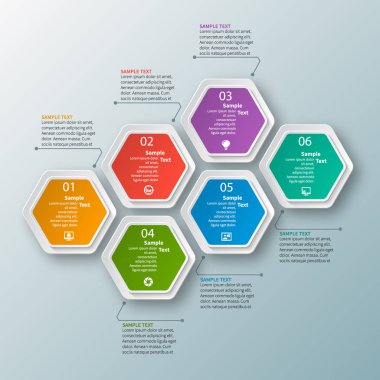 vektör soyut 3d kağıt bilgi elemanları. Hexagon bilgi grafikleri. Bal peteği tasarımı