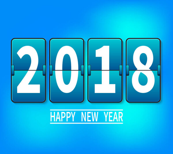 New Year 2018 .3D illustration of 2018 white numbers on a blue background .Vector illustration