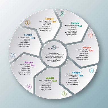 vektör soyut 3d kağıt bilgi elemanları. Dairesel bilgi grafikleri