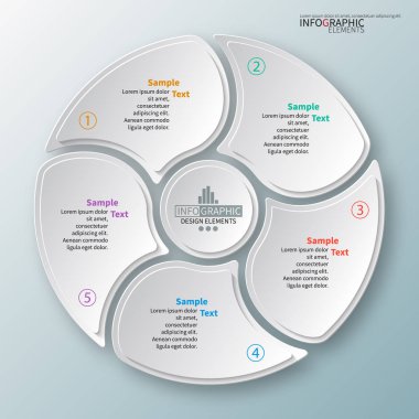 vektör soyut 3d kağıt bilgi elemanları. Dairesel bilgi grafikleri