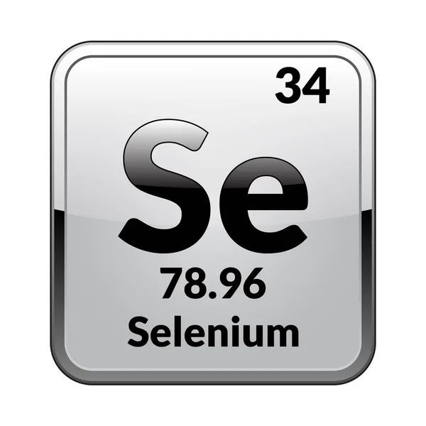 Selenium Symbol Chemical Element Periodic Table Glossy White Background Silver — Stock Vector