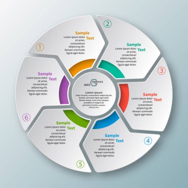 vektör soyut 3d kağıt bilgi elemanları. Dairesel bilgi grafikleri