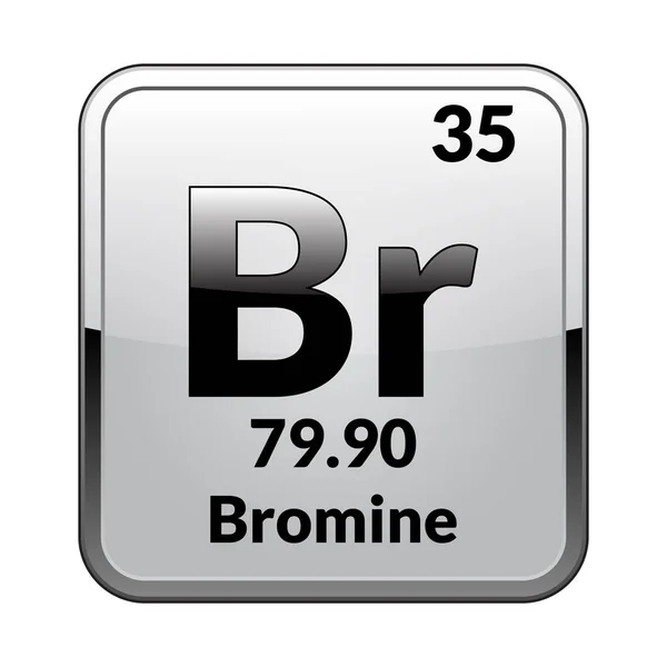 Bromo Simbólico Elemento Químico Tabla Periódica Sobre Fondo Blanco Brillante — Archivo Imágenes Vectoriales
