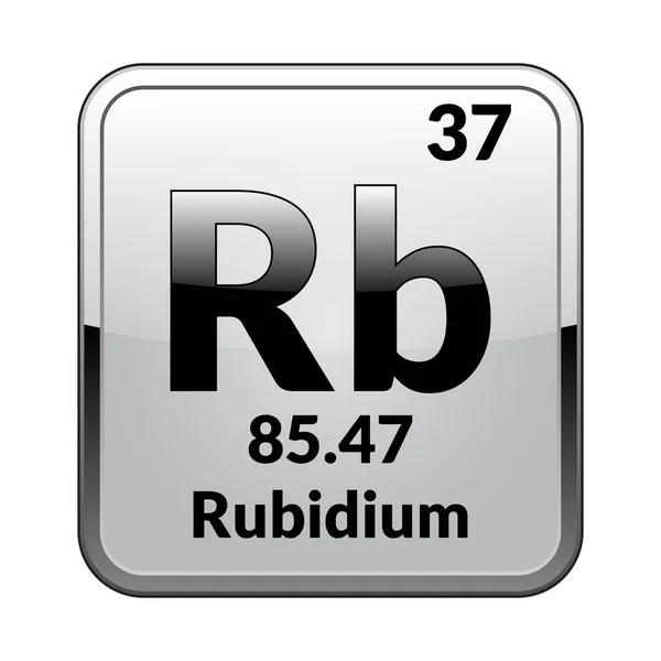 Rubidium Symbol Grundämne Det Periodiska Systemet Blank Vit Bakgrund Silverram — Stock vektor