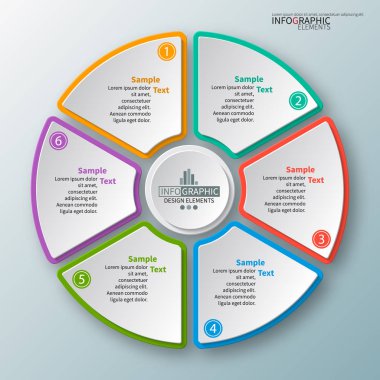 vektör soyut 3d kağıt bilgi elemanları. Dairesel bilgi grafikleri