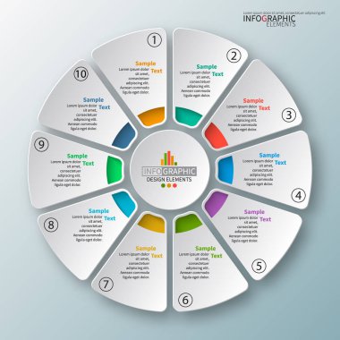 vektör soyut 3d kağıt bilgi elemanları. Dairesel bilgi grafikleri