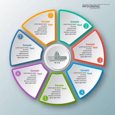 vektör soyut 3d kağıt bilgi elemanları. Dairesel bilgi grafikleri