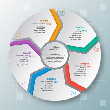 vektör soyut 3d kağıt bilgi elemanları. Dairesel bilgi grafikleri