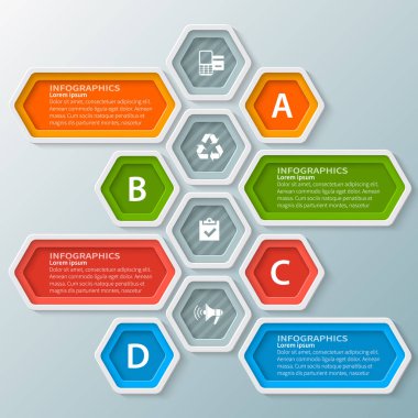 vektör soyut 3d kağıt bilgi elemanları. Hexagon bilgi grafikleri. Bal peteği tasarımı