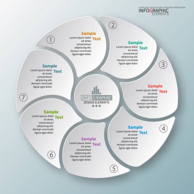 vektör soyut 3d kağıt bilgi elemanları. Dairesel bilgi grafikleri