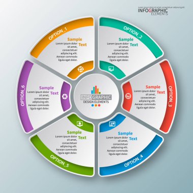 vektör soyut 3d kağıt bilgi elemanları. Dairesel bilgi grafikleri