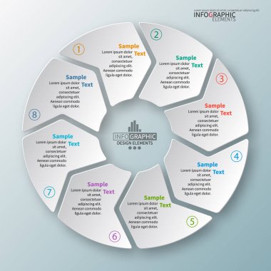 vektör soyut 3d kağıt bilgi elemanları. Dairesel bilgi grafikleri