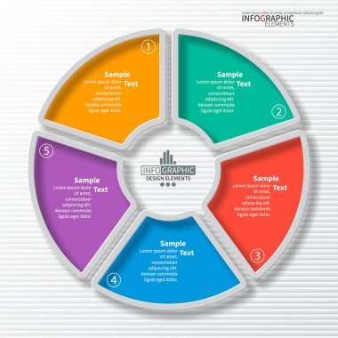 vektör soyut 3d kağıt bilgi elemanları. Dairesel bilgi grafikleri