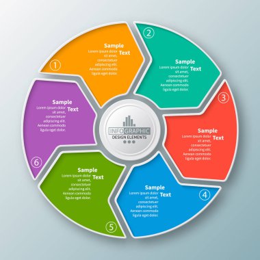 vektör soyut 3d kağıt bilgi elemanları. Dairesel bilgi grafikleri