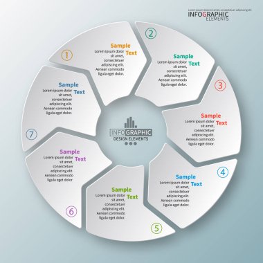 vektör soyut 3d kağıt bilgi elemanları. Dairesel bilgi grafikleri