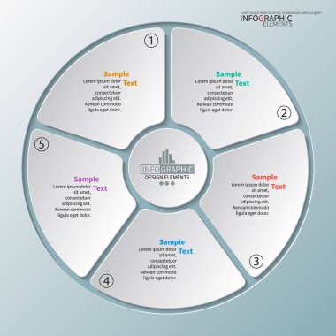 vektör soyut 3d kağıt bilgi elemanları. Dairesel bilgi grafikleri