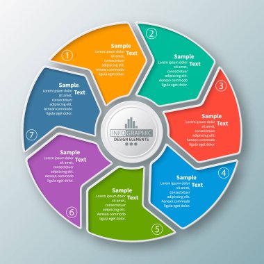 vektör soyut 3d kağıt bilgi elemanları. Dairesel bilgi grafikleri