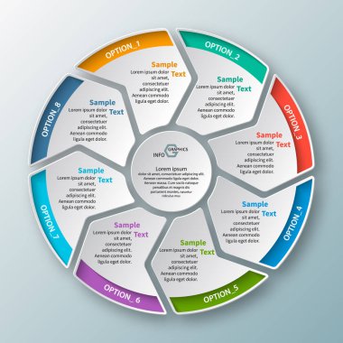 vektör soyut 3d kağıt bilgi elemanları. Dairesel bilgi grafikleri