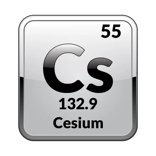 Cesium Simbol Chemical Unsur Tabel Periodik Pada Latar Belakang Putih - Stok Vektor