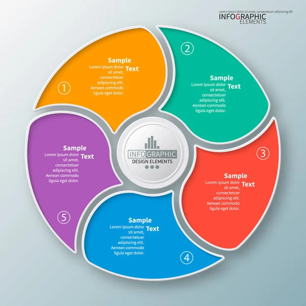 vektör soyut 3d kağıt bilgi elemanları. Dairesel bilgi grafikleri