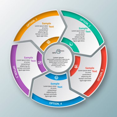 vektör soyut 3d kağıt bilgi elemanları. Dairesel bilgi grafikleri
