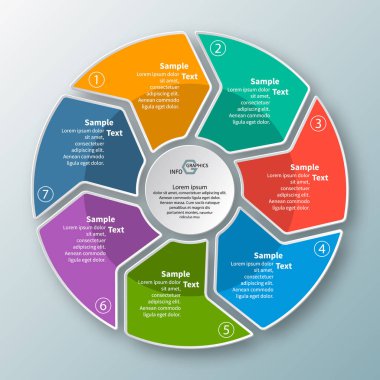 vektör soyut 3d kağıt bilgi elemanları. Dairesel bilgi grafikleri
