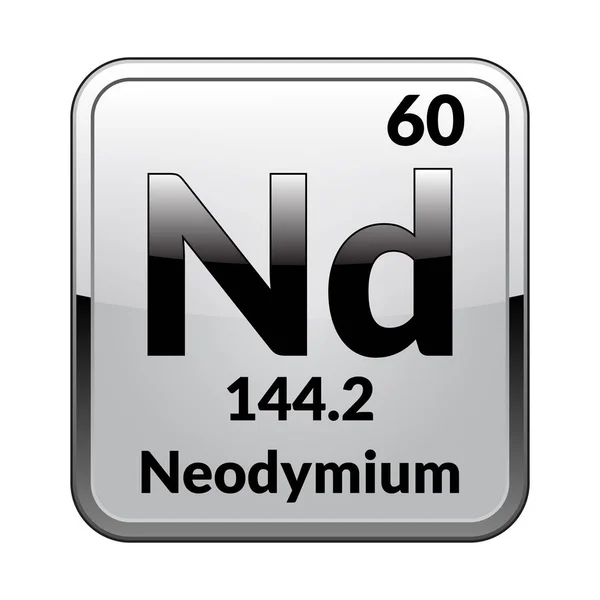 Neodímium Szimbólum Kémiai Elem Periódusos Egy Fényes Fehér Alapon Egy — Stock Vector