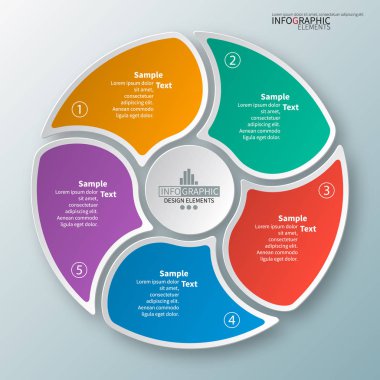 vektör soyut 3d kağıt bilgi elemanları. Dairesel bilgi grafikleri
