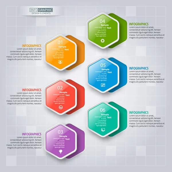 Vetor Abstrato Papel Infográfico Elements Hexagon Infographics Honeycomb Design —  Vetores de Stock