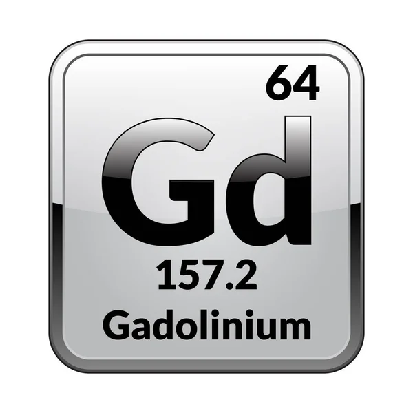 Symbole Gadolinium Élément Chimique Tableau Périodique Sur Fond Blanc Brillant — Image vectorielle