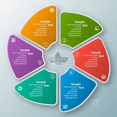 vektör soyut 3d kağıt bilgi elemanları. Dairesel bilgi grafikleri