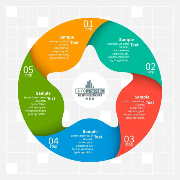 Soyut 3d vektör kağıt Infographic öğeleri. Beş köşeli yıldız. Dairesel infographics