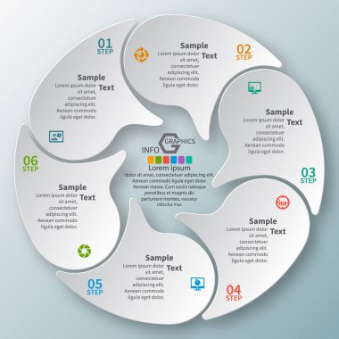 vektör soyut 3d kağıt bilgi elemanları. Dairesel bilgi grafikleri