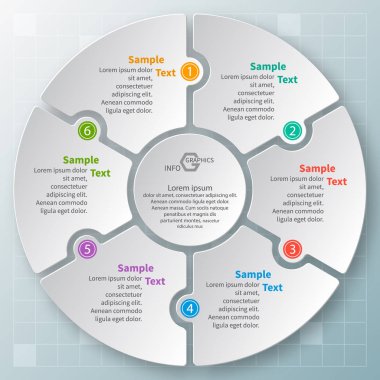 vektör soyut 3d kağıt bilgi elemanları. Dairesel bilgi grafikleri