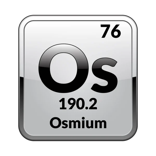 Osmium Symbol Chemical Element Periodic Table Glossy White Background Silver — Stock Vector