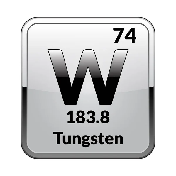 Tungsteno Simbol Chemical Elemento Tabla Periódica Sobre Fondo Blanco Brillante — Archivo Imágenes Vectoriales