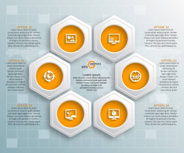 vektör soyut 3d kağıt bilgi elemanları. Hexagon bilgi grafikleri. Bal peteği tasarımı