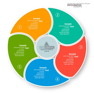 vektör soyut 3d kağıt bilgi elemanları. Dairesel bilgi grafikleri