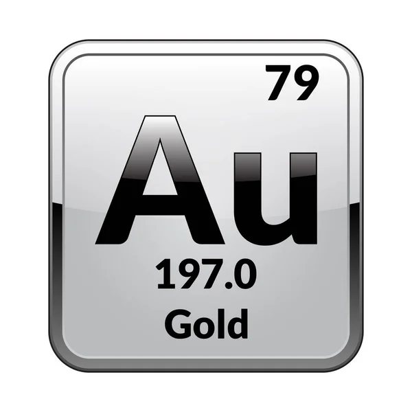 Símbolo Ouro Elemento Químico Tabela Periódica Sobre Fundo Branco Brilhante — Vetor de Stock