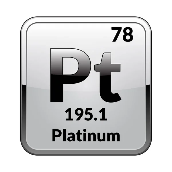 Platina Symbool Scheikundig Element Van Periodieke Tabel Een Glanzend Witte — Stockvector