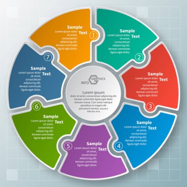 vektör soyut 3d kağıt bilgi elemanları. Dairesel bilgi grafikleri