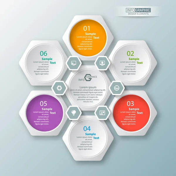 Infographic Elements Hexagon Infographics Honeycomb 디자인 — 스톡 벡터