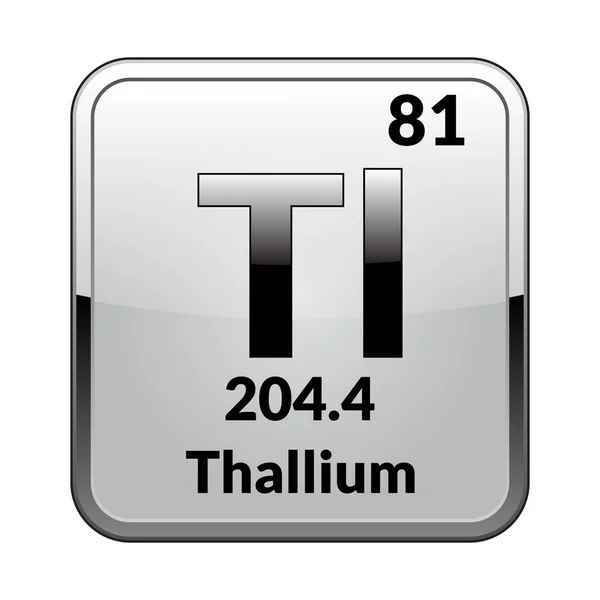 Symbole Thallium Élément Chimique Tableau Périodique Sur Fond Blanc Brillant — Image vectorielle