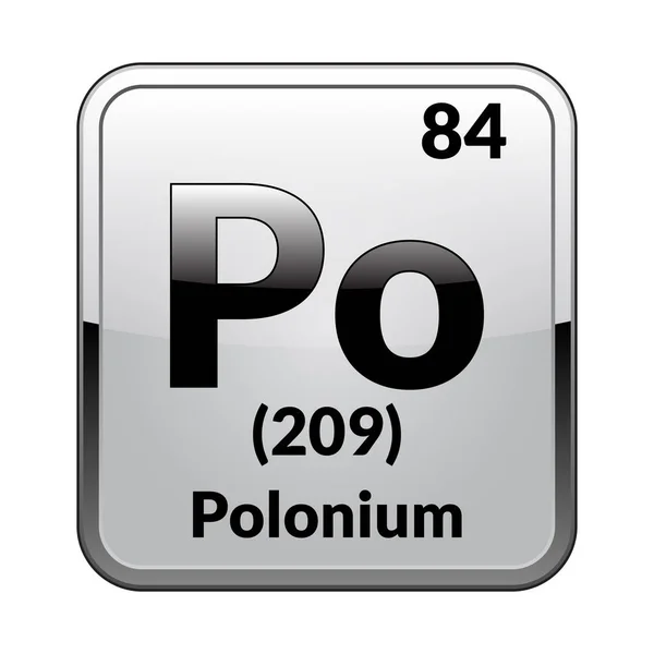 Polonium Symbool Scheikundig Element Van Periodieke Tabel Een Glanzend Witte — Stockvector