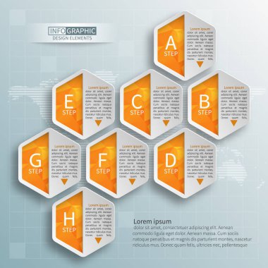vektör soyut 3d kağıt bilgi elemanları. Hexagon bilgi grafikleri. Bal peteği tasarımı