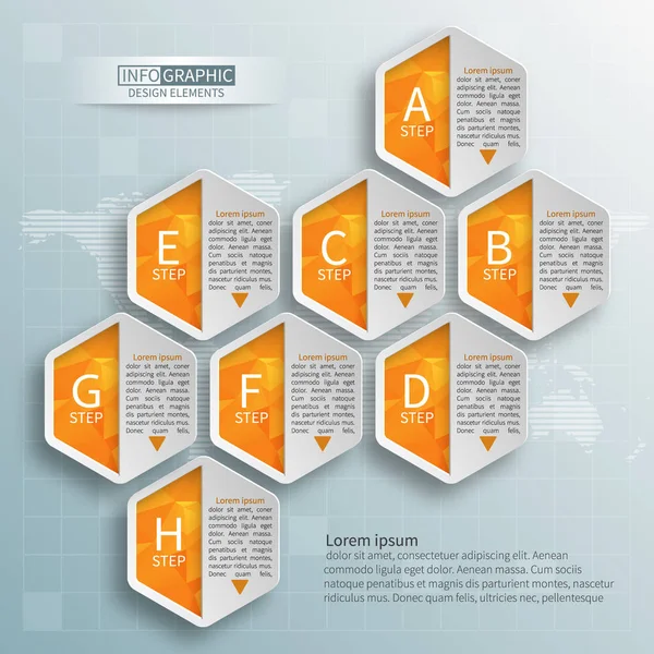 vektör soyut 3d kağıt bilgi elemanları. Hexagon bilgi grafikleri. Bal peteği tasarımı