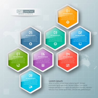 vektör soyut 3d kağıt bilgi elemanları. İş bilgileri