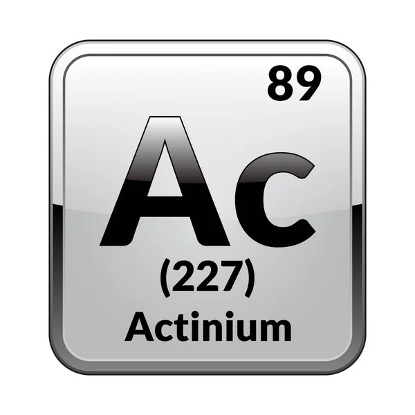 Actinium Symbol Chemical Element Periodic Table Glossy White Background Silver — Stock Vector